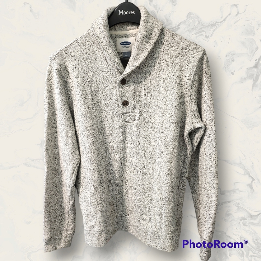 Old Navy Shawl Collar Sweater Super Soft Salt & Pepper Size US S